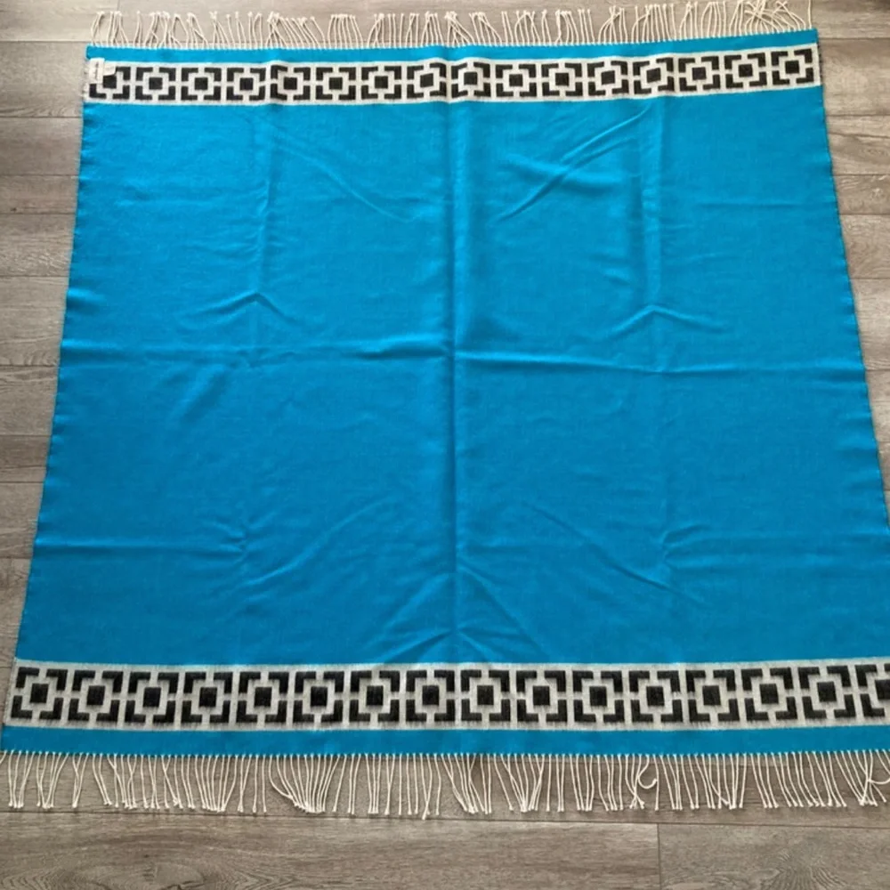 Jonathan Adler Throw 100% Alpaca Wool Blanket Nixon Fringe Turquoise 60